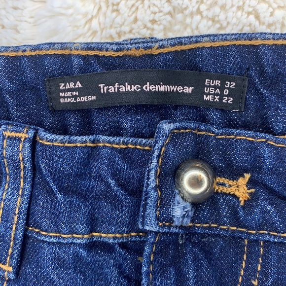 ZARA NWT embroidered jeans raw hem size 0 - Picture 8 of 14